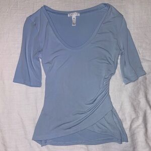 Leith Light Blue Ruched Wrap Top